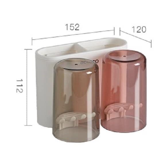 Kệ để đồ và kem, bàn chải đánh răng tặng kèm 2 cốc trong suốt
