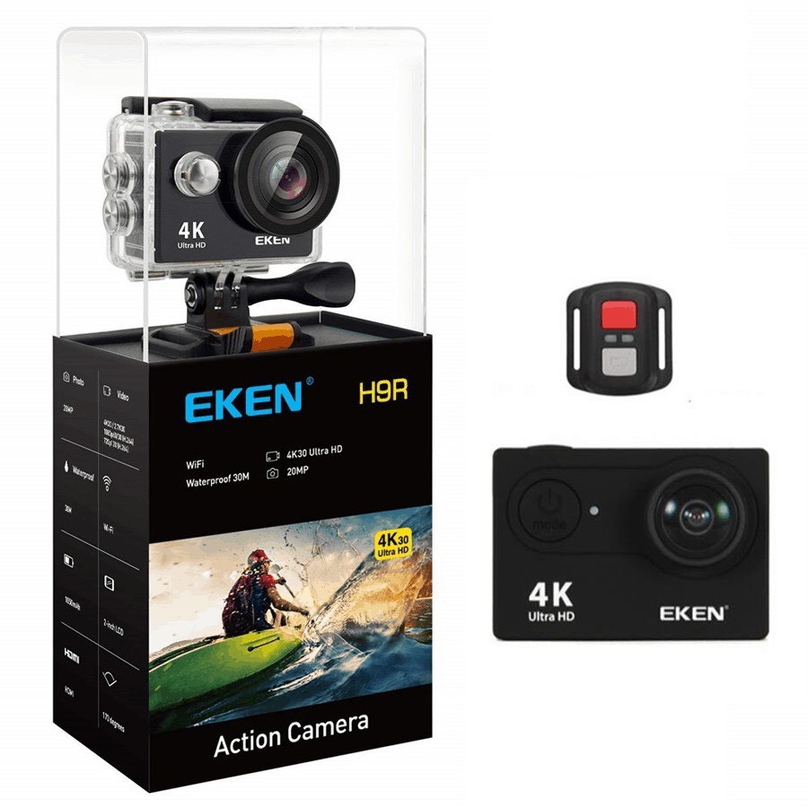 Camera hành trình 4K Eken Ultra HD kết nối điện thoại livestream quay video 4K tặng đầy đủ bộ phụ kiện sports lắp đặt