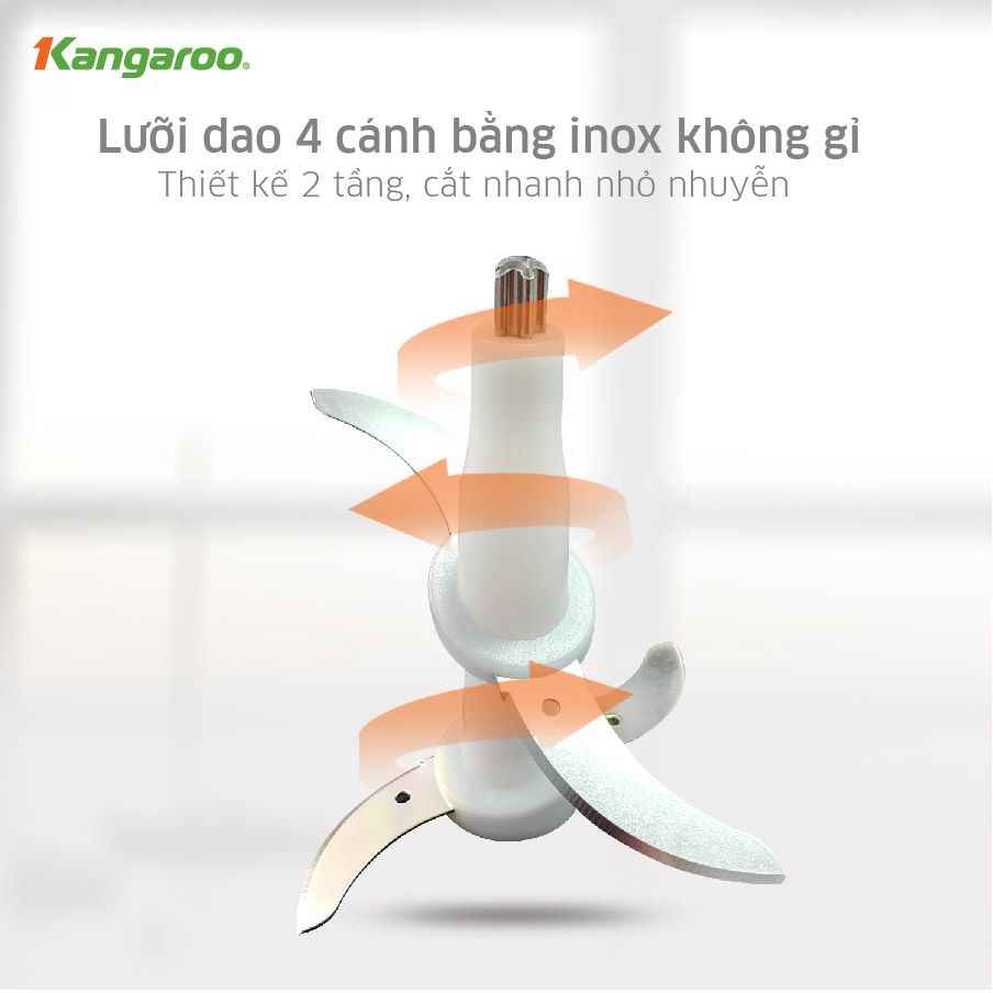 Máy xay thịt Kangaroo KG12T - dung tích 1.2L - 4 lưỡi xay inox - cối thuỷ tinh - Kangaroo Official Online Store