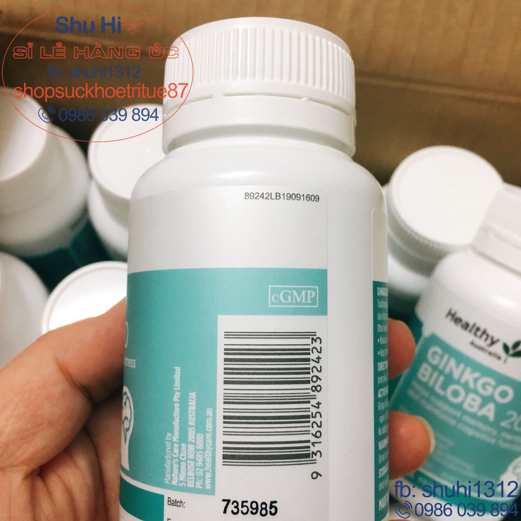 Bổ não, hoạt huyết dưỡng não healthy care ginkgo biloba 2000mg, 100 viên úc