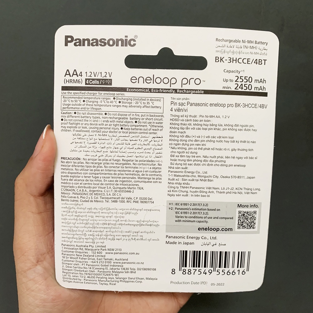 Pin Sạc AA Eneloop Pro 2550mAh chính hãng Panasonic Made in Japan
