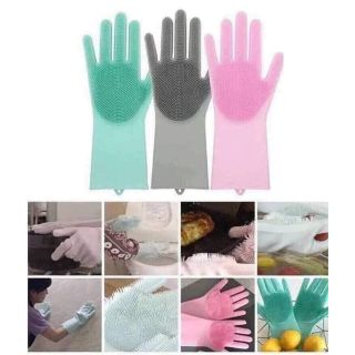 Gang tay silicol kiêm miếng rửa bát