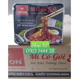 1 THÙNG MÌ XÀO TƯƠNG ĐEN VIFONt (Gồm: 18 khay X 90g  và Có gói sốt tương đen)