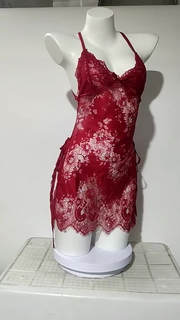 Váy ngủ sexy xuyên thấu ren cả đầm hở lưng vạt xẻ tà quyến rũ BT048 | BigBuy360 - bigbuy360.vn