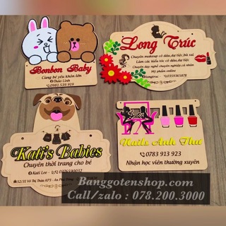Combo 5 bảng gỗ tên shop