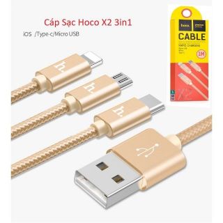 Cáp sạc nhanh 3 đầu hoco x2