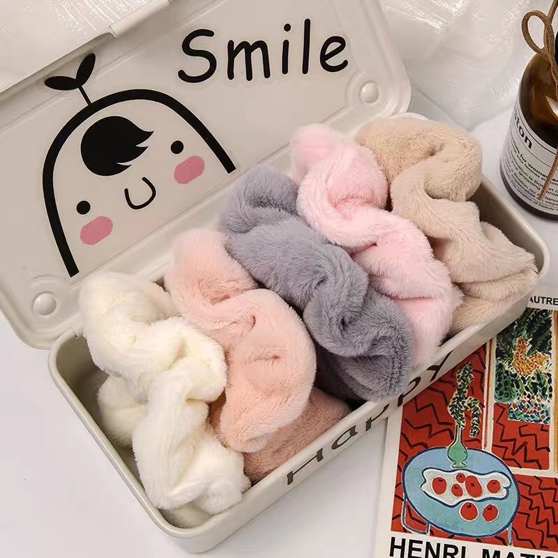 Dây Cột Tóc Scrunchies Lông Mềm Mịn