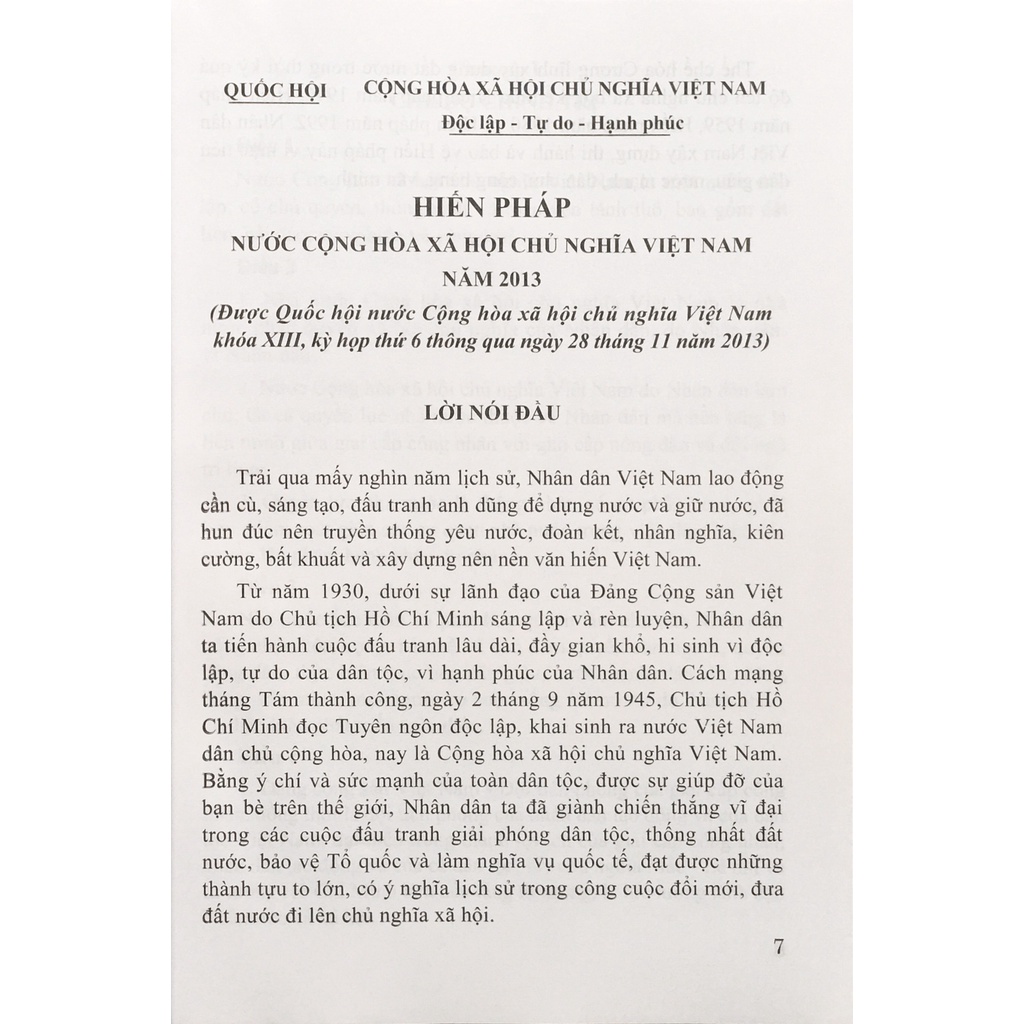 Sách - Hiến pháp nước Cộng hòa Xã hội Chủ nghĩa Việt Nam ( Các bản hiến pháp năm 2013 - 1992 -1980 - 1959 - 1946)