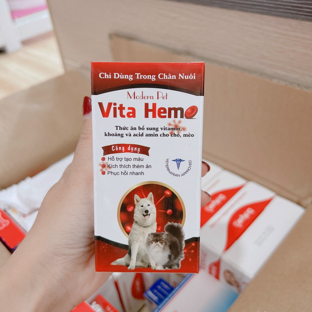Vita Hem Hỗ trợ tạo máu Kích thích thèm ăn Phục hồi nhanh CHO THÚ CƯNG CHÓ MÈO Chai 100ml Thương hiệu Thái lan