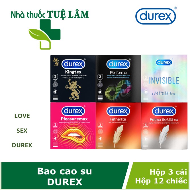 Bao cao su Durex hộp 3 chiếc - hàng chính hãng, đóng gói kín đáo