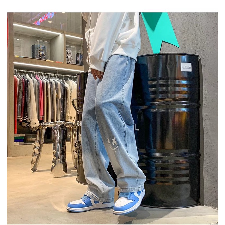 Quần jean dài ống rộng màu sắc gradient phong cách hip hop năng động thời trang dành cho nam
