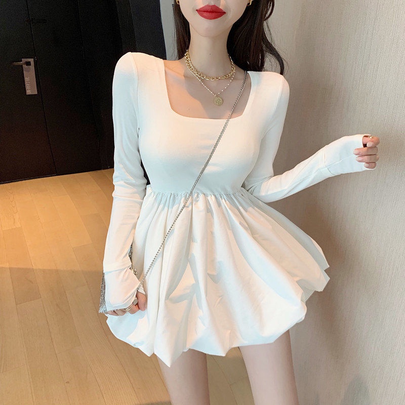 Đầm Cổ Vuông Nhấn Eo Dáng Ôm In Họa Tiết Hoa Phong Cách Hàn Quốc Mới
