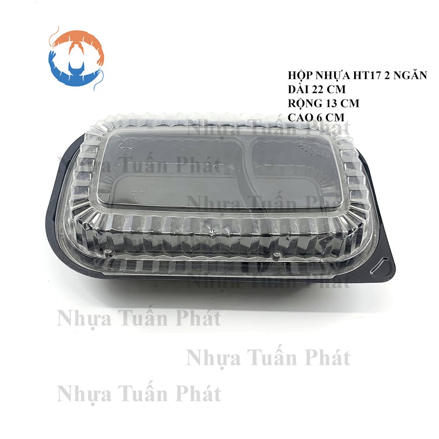 100 hộp nhựa đế đen sushi HT17 2 ngăn | BigBuy360 - bigbuy360.vn