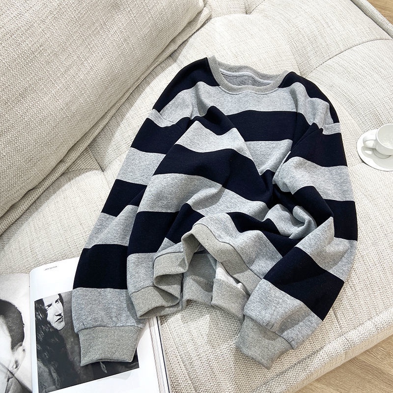 Áo Sweater Cổ Tròn Họa Tiết Kẻ Sọc Thiết Kế Mới Đơn Giản Thời Trang Mùa Thu Dành Cho Nữ