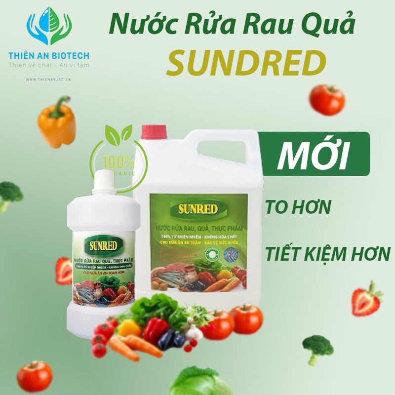 NƯỚC RỬA RAU CỦ QUẢ TRÁI CÂY, THỊT, CÁ, TÔM, HẢI SẢN  - THỰC PHẨM AN TOÀN KHÁNG KHUẨN SUNRED - bobashop.vn