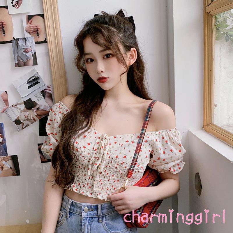 Áo Thun Nữ Tay Ngắn Cổ Chữ V In Hoa Thời Trang