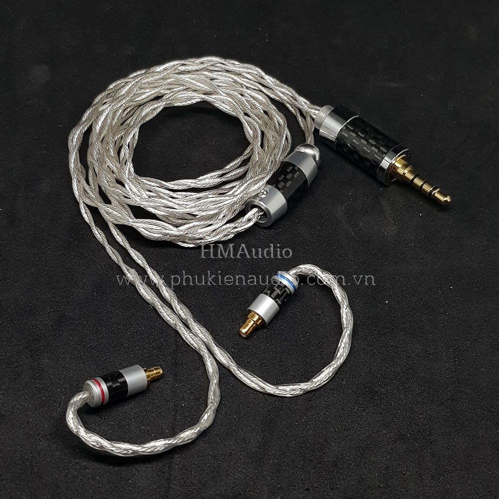 Dây tai nghe đồng mạ bạc 7N OCC Litz 25AWG 1.1mm tết 4 - Connetor IM50/70 A2DC IE80/80s IE40Pro IE100/500 IE300/900 2Pin