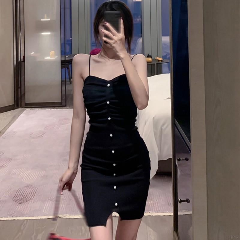 Đầm Dệt Kim Không Tay Cổ Chữ V Gợi Cảm Thời Trang Theo Phong Cách Hàn Quốc