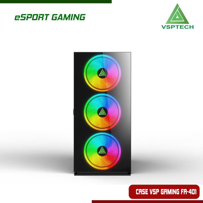 Thùng máy tính Case VSP FA 401 Gaming kính cường lực (Tặng 4 FAN RGB)