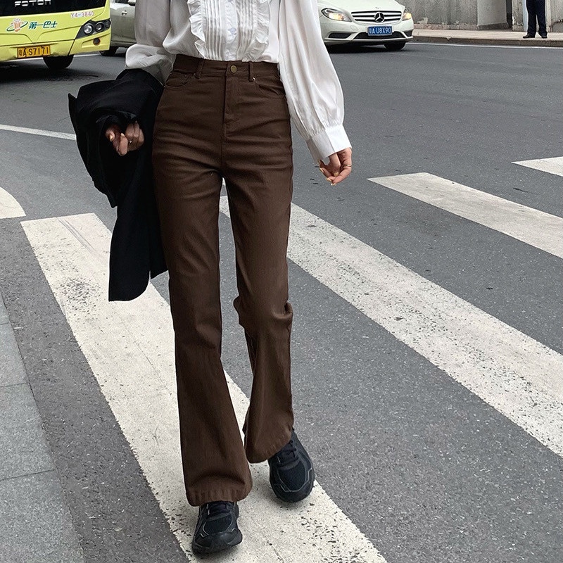 ⭐Giảm Giá Lớn Thanh Lý Giảm Giá⭐Quần Dài Nữ Ống Rộng Lưng Cao Màu Hồng Thời Trang Xuân Thu Phong Cách Hàn Quốc Mới