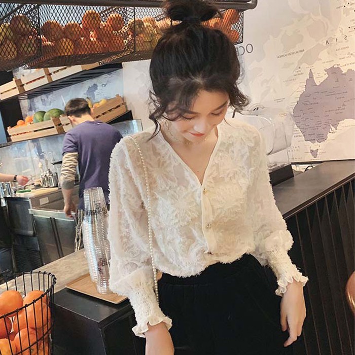 Áo Kiểu Voan Tơ Thêu Nữ Tính - New Thoi Trang