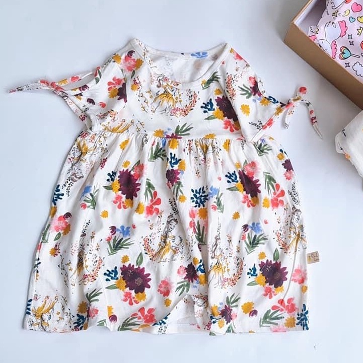 Đầm thun cotton babydoll bé gái MINTSCLOSET Mint's Closet hình hoa cho bé 1 2 3 4 5 tuổi - GV0034