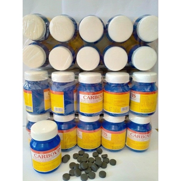 Than hoạt tính Carbovis lọ 100viên hỗ trợ tiêu hóa kém, tiêu chảy, đầy bụng khó tiêu