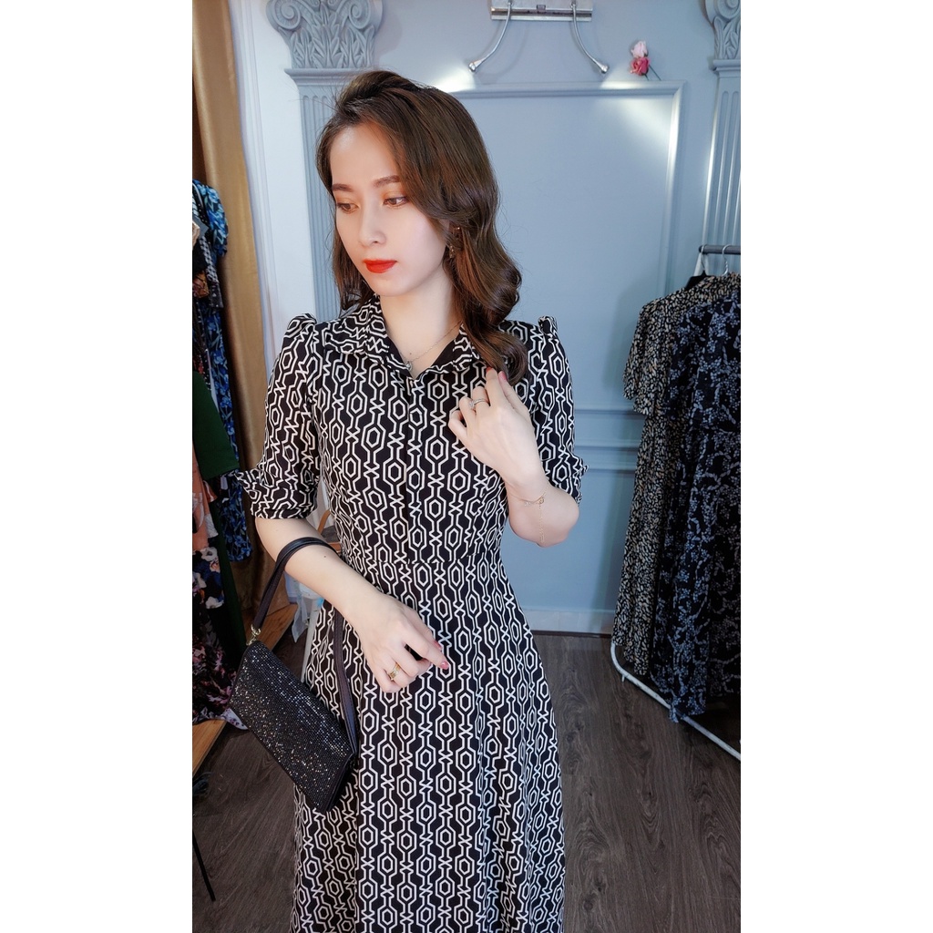 Đầm sơ mi 1475 vải châu tôn 2 lớp