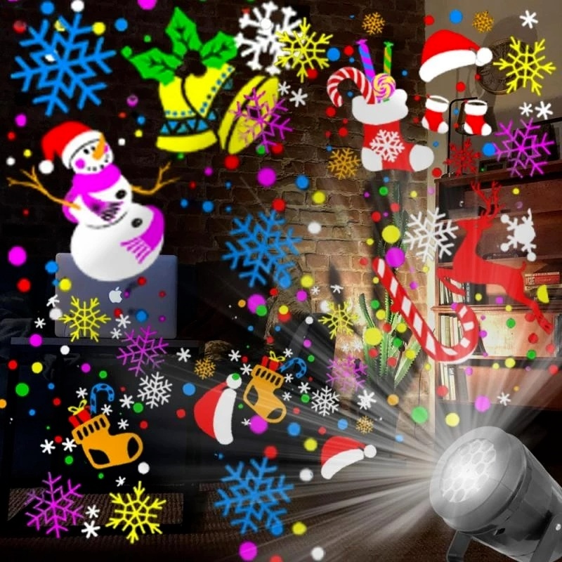 [Hàng Giáng Sinh] Đèn Chiếu Xoay Độ Sáng Cao / Độ Sáng Cao Chống Thấm Nước Hình Ông Già Noel / Người Tuyết Trong Nhà /