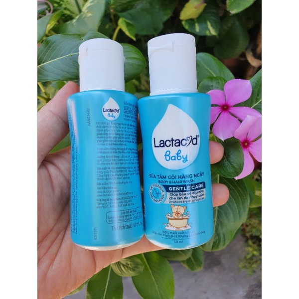 60ml - Sữa tắm gội Lactacyd Baby Gentle Care giảm rôm sẩy và hăm kẽ