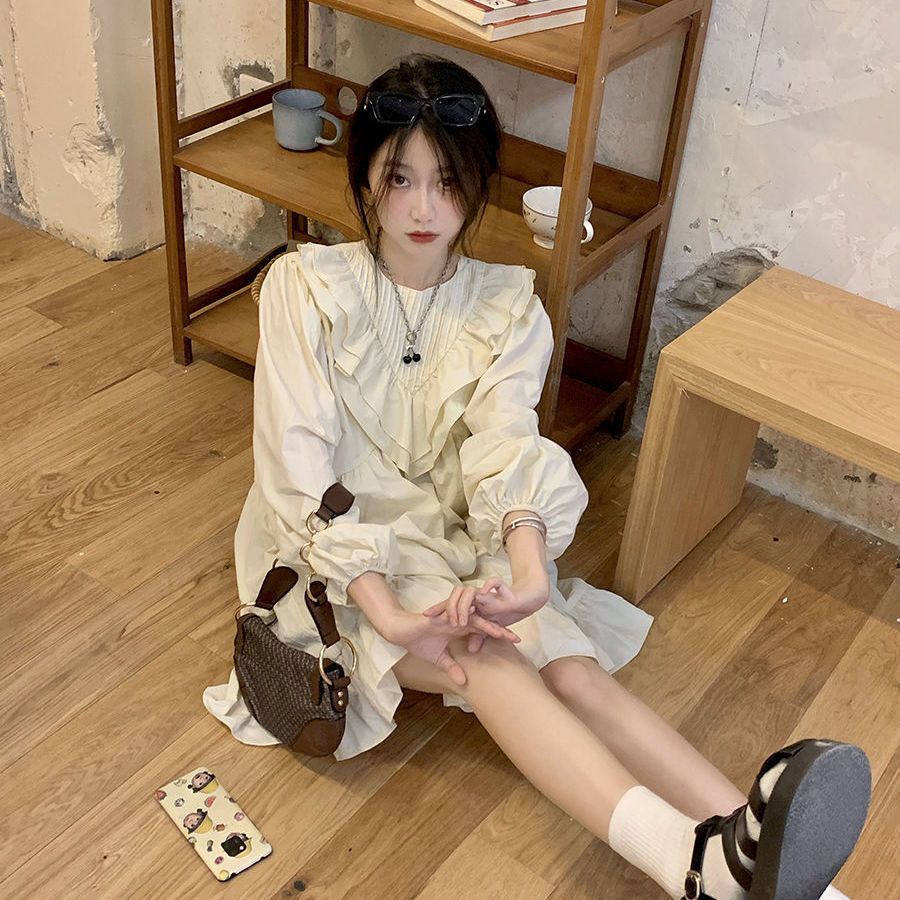 Đầm Tay Phồng Dài Kiểu Retro Hàn Quốc Dễ Thương Cho Nữ