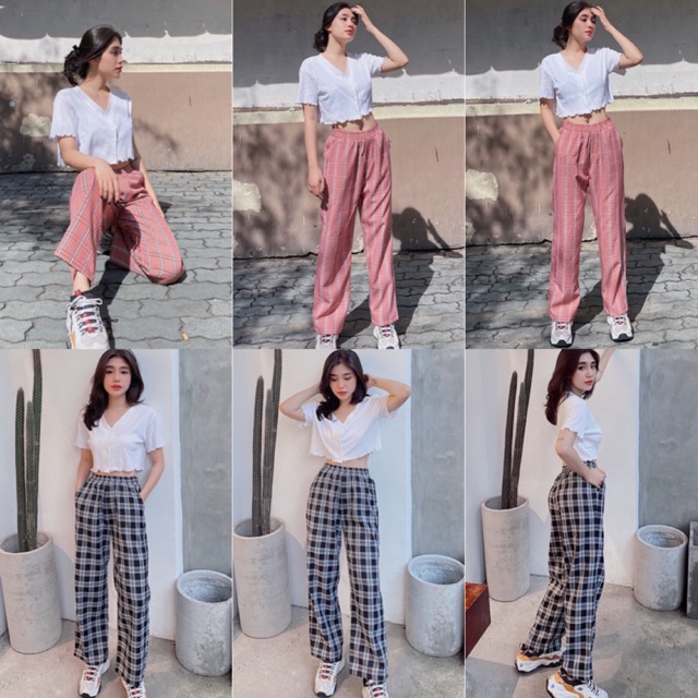 ÁO BEEN CROPTOP VÀ QUẦN CARO CULOTES from suông rộng