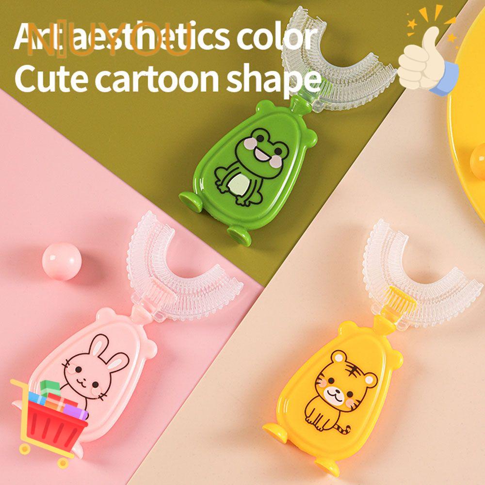 [Hàng mới về] Bàn chải đánh răng hình chữ u bằng silicon mềm chăm sóc răng cho bé 2-12 tuổi