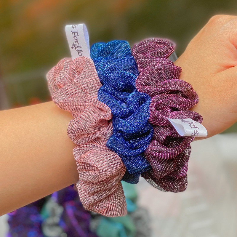 Đồ buộc tóc scrunchies minisize kim tuyến lấp lánh✨