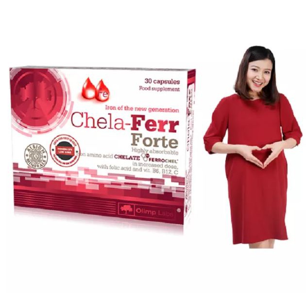 Chela Ferr Forte Bổ sung Sắt, Acid Folic cho mẹ Bầu trước và sau sinh (Hộp 30 viên)