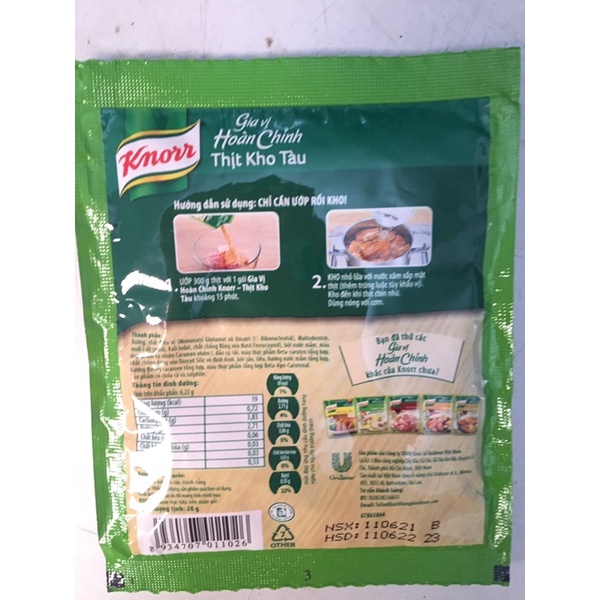 Gói thịt kho tàu và cá kho giềng của Knorr