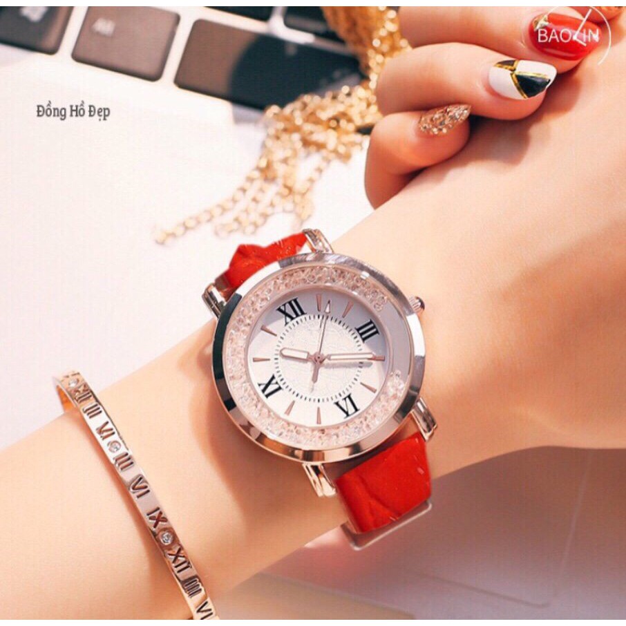 [GIÁ SỈ] ĐỒNG HỒ NỮ DÂY DA QUART 093 ĐÁ XOAY THỜI TRANG CỰC ĐẸP