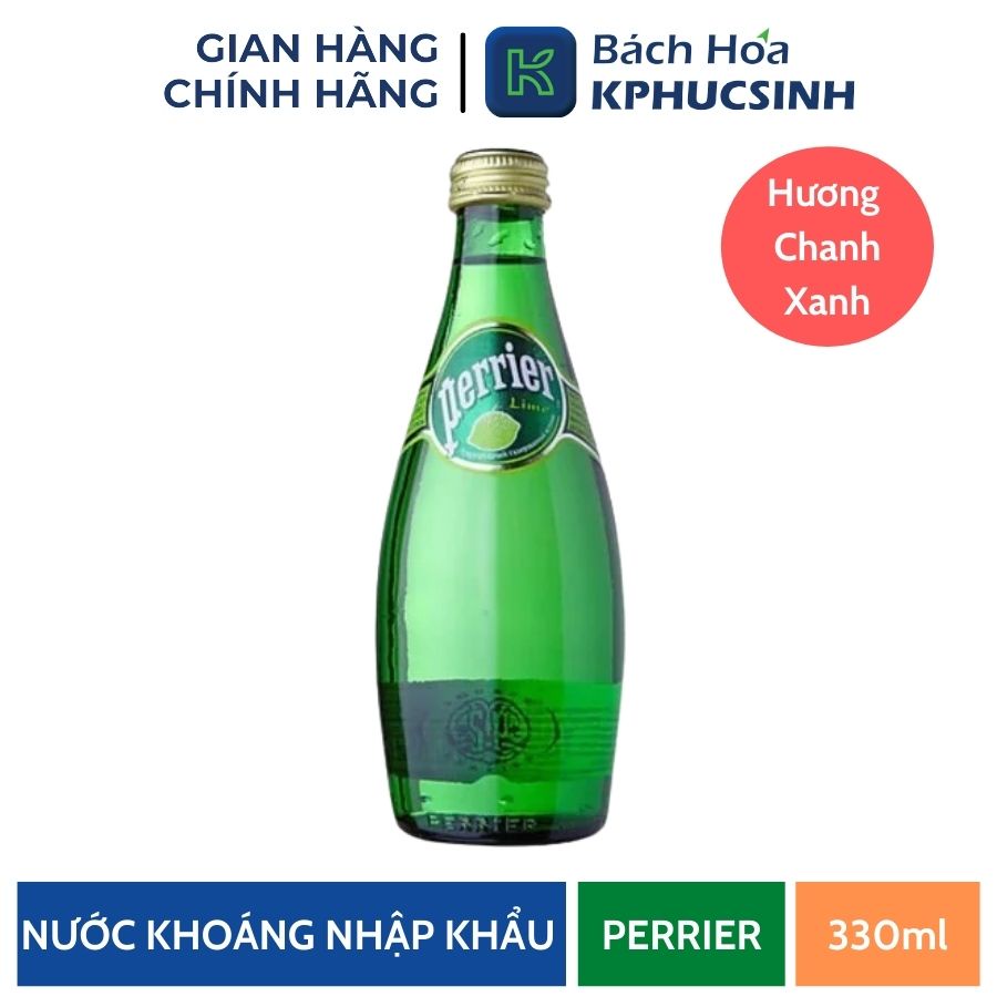 Nước khoáng có gas hương chanh xanh Perrier 33cl KPHUCSINH - Hàng Chính Hãng