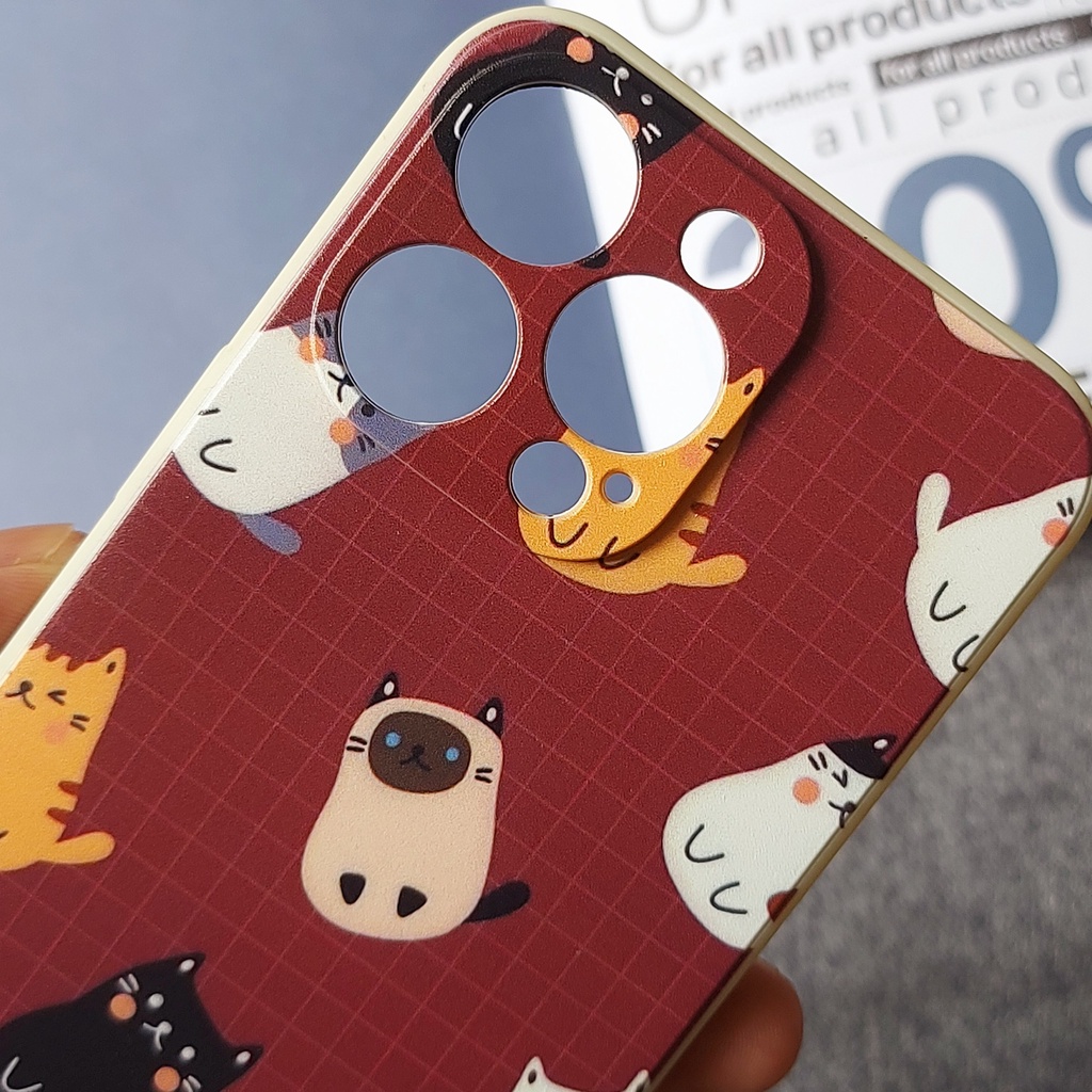 Ốp lưng Iphone viền vuông mèo sọc đỏ đô 7plus/8/8plus/x/xr/xs/11/12/13/pro/max/plus/promax - Tomax Case