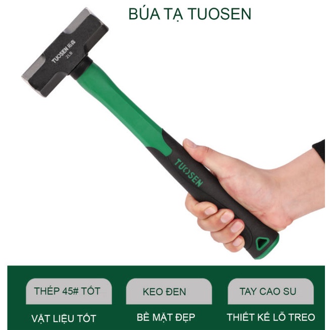 Búa Tạ 1kg, 1.5kg, 2kg TUOSEN, Búa sắt đóng đinh 2P, 3P, 4P TUOSEN với tay cầm bọc cao su