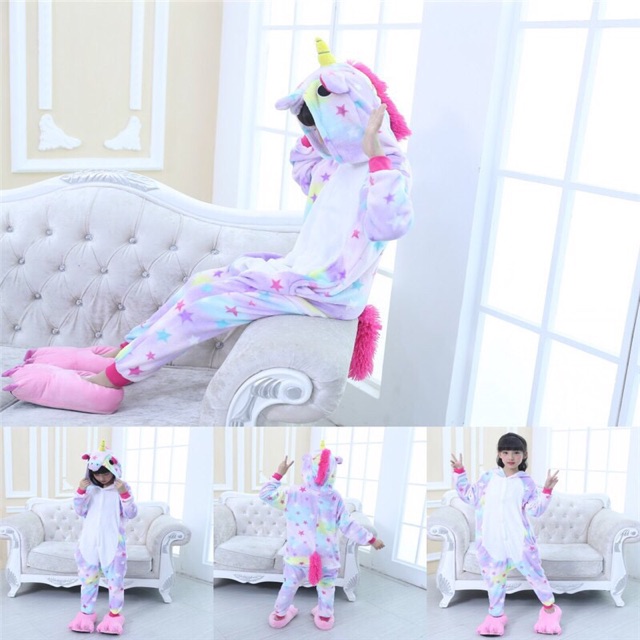 (Có sẵn) Bộ đồ thú unicorn kì lân, bộ đồ thú kì lân galaxy trẻ con