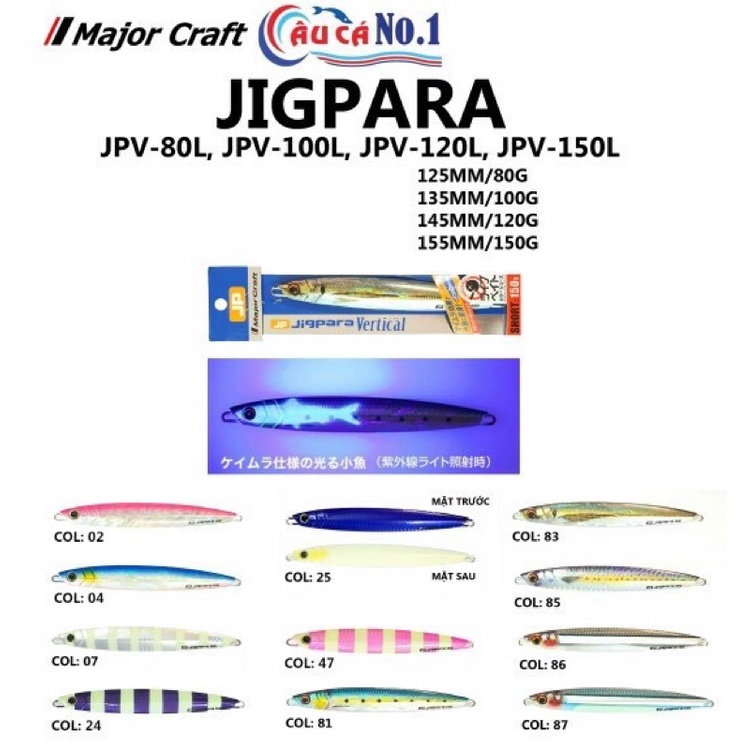 MỒI CÂU JIG MAJOR CRAFT JIGPARA JPV 80G - 100G - 120G - 150G