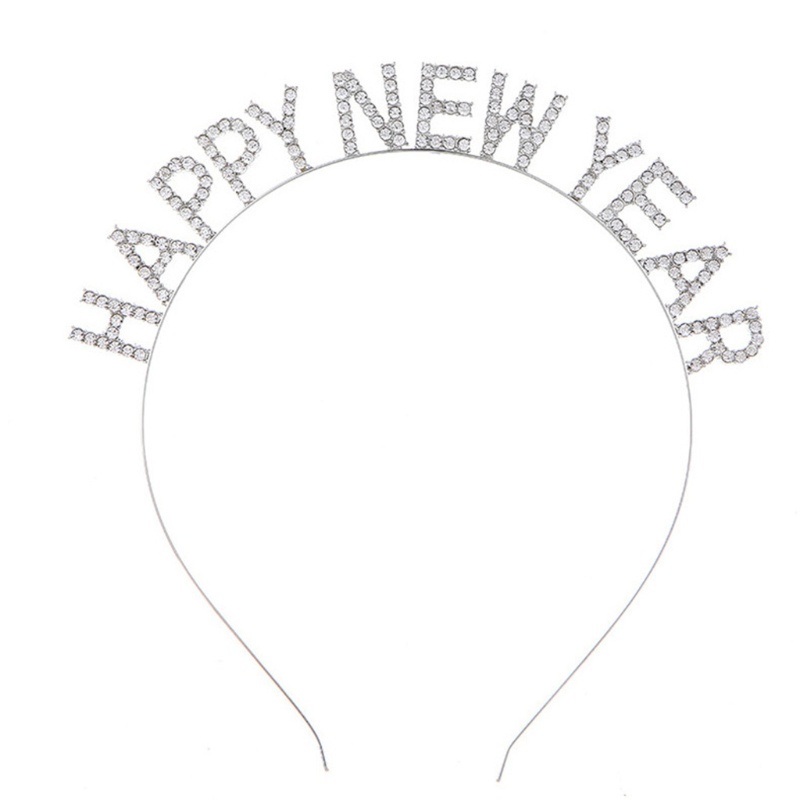 Băng Đô Cài Tóc Đính Đá Pha Lê In Chữ Năm Mới