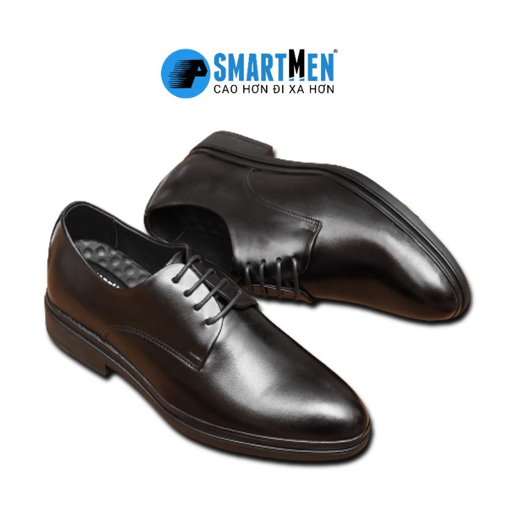 Giày Tây Da bò Tăng chiều cao SMARTMEN GCK-02 Đen