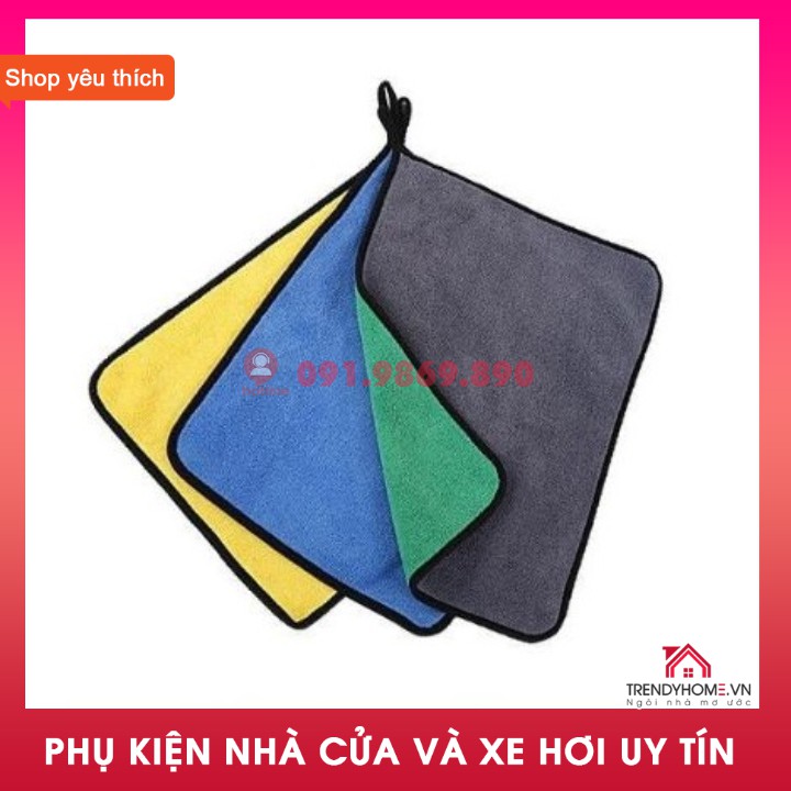 🐊 Freeship khăn 2 lớp lau xe đa năng  thấm hút tốt loại cao cấp dày 900GSM có clip mô tả