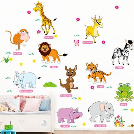 ❤️Tranh decal dán tường ĐỘNG VẬT CON ẾCH CÓ TIẾNG ANH cho bé - Decal dán tường cho bé