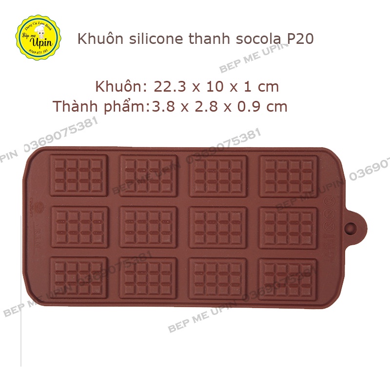 Khuôn silicone vỉ 12  thanh socola