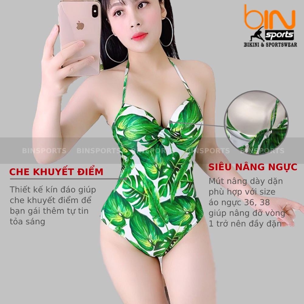 Bộ Bơi Nữ Một Mảnh Hoa Lá Freesize BHV001