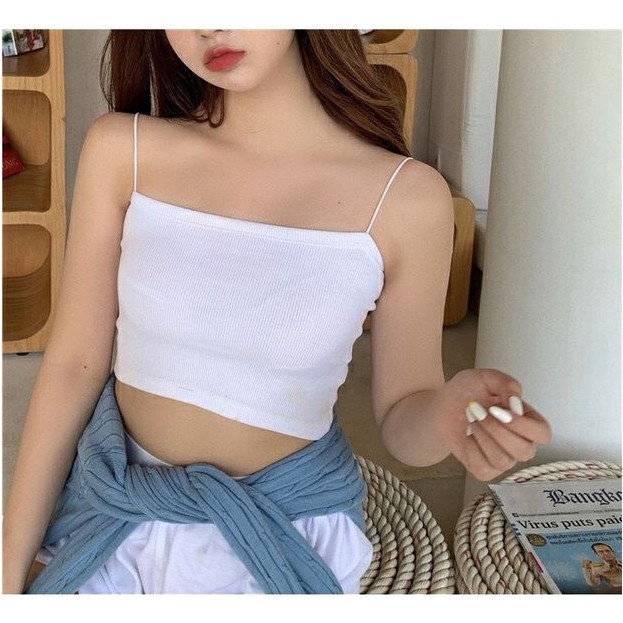 Áo 2 dây sợi bún thun gân đẹp 100% cotton, kiểu áo croptop chất bo gân dáng ôm vải mịn co giãn màu TÍM/ĐEN/TRẮNG -ckv014 | BigBuy360 - bigbuy360.vn