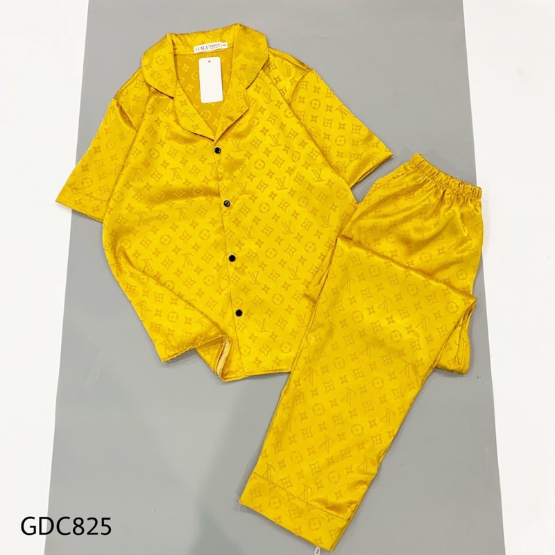 Đồ bộ lụa gấm mặc nhà ⚡️Bao xịn xò ⚡️họa tiết  LV, Dior - Bộ tay cộc quần dài